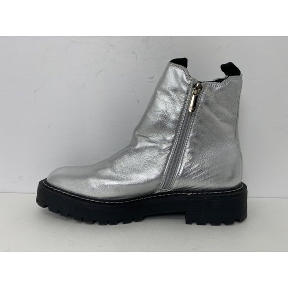 Sam Edelman Girls size 4 Laguna Mini Boots Soft Silver Leather zip up boots - Picture 3 of 13